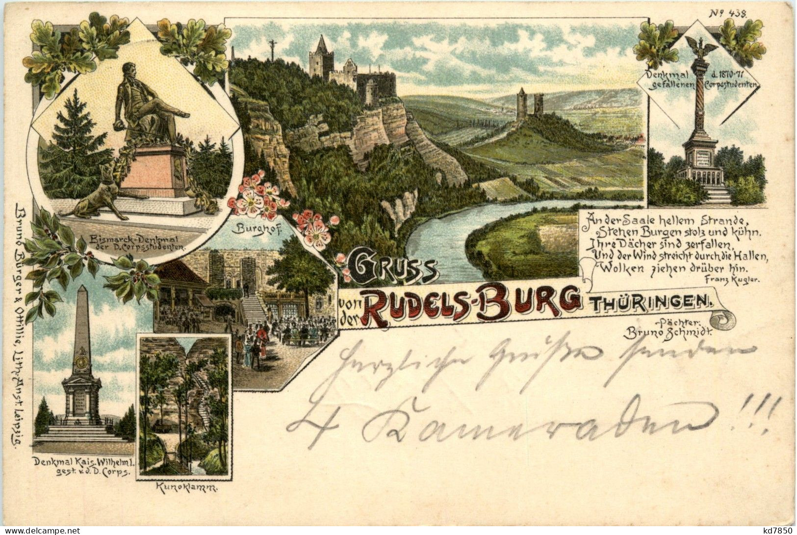 Gruss Von Der Rudelsburg - Litho - Naumburg (Saale)