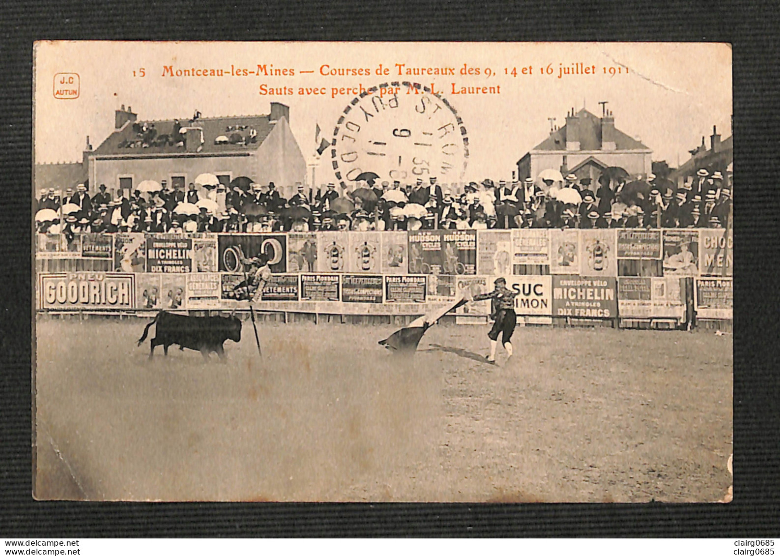 71 - MONTCEAU LES MINES - Concours De Taureaux Des 9.14 Et 16 Juillet 1911 - Sauts Avec Perche Par M. L. Laurent - 1911 - Montceau Les Mines