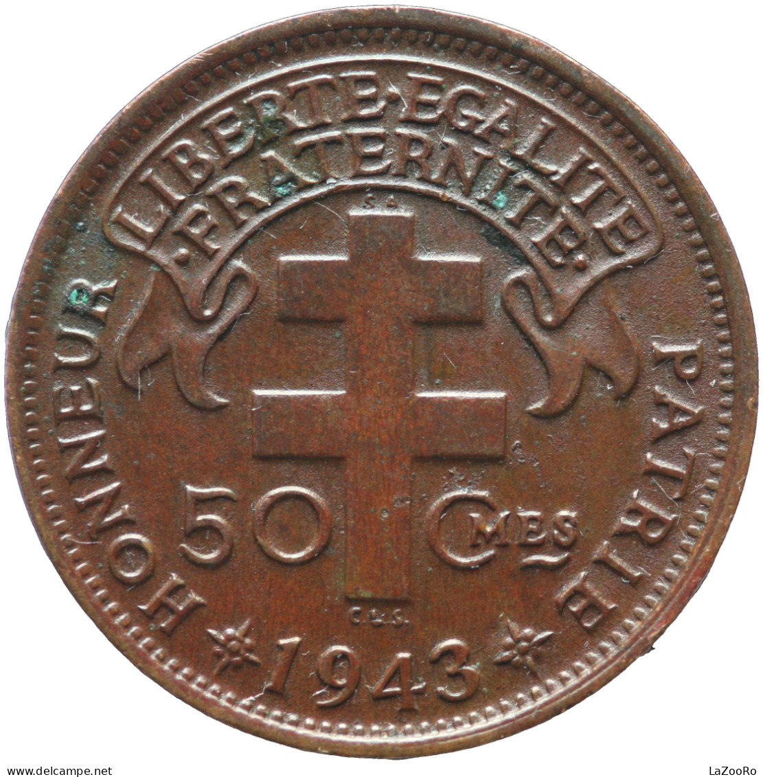 LaZooRo: French Equatorial Africa 50 Centimes 1943 SA UNC - Africa Equatoriale Francese