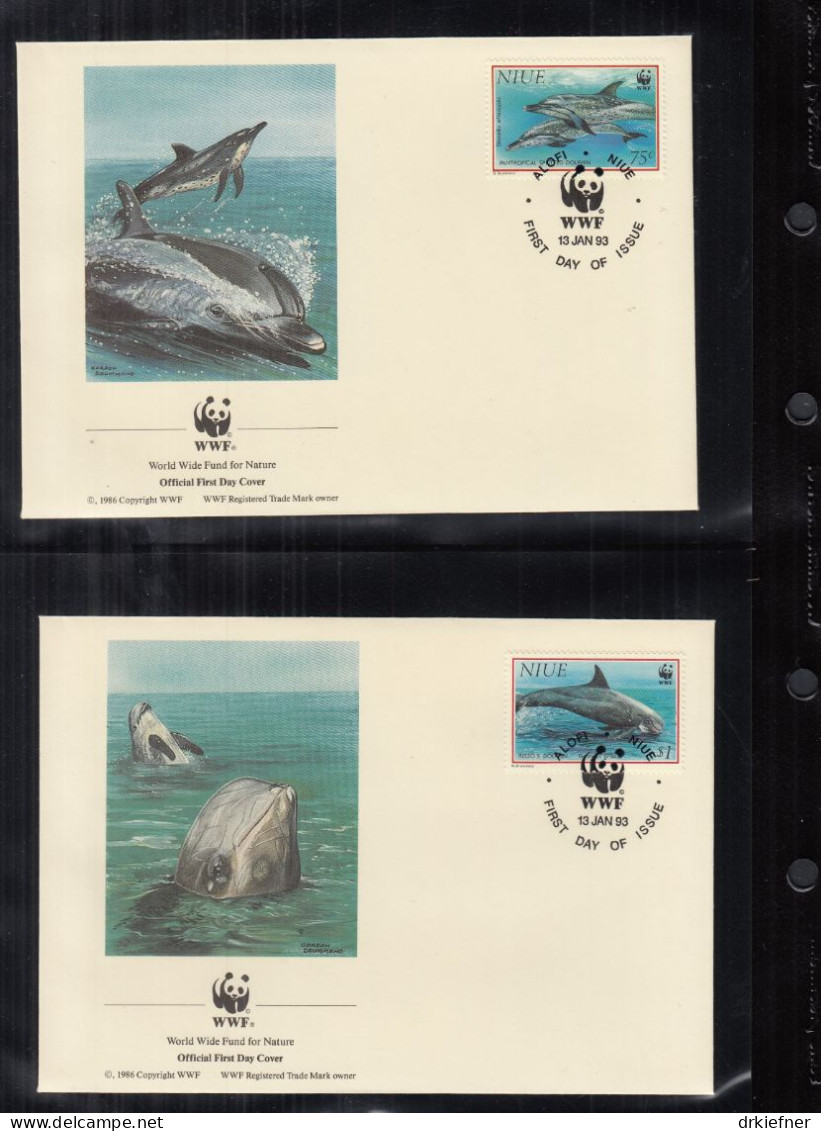 NIUE  822-825, 4 FDC, WWF, Weltweiter Naturschutz: Delphine, 1993 - Niue