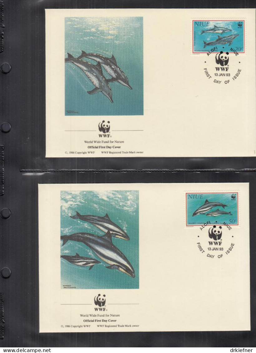 NIUE  822-825, 4 FDC, WWF, Weltweiter Naturschutz: Delphine, 1993 - Niue