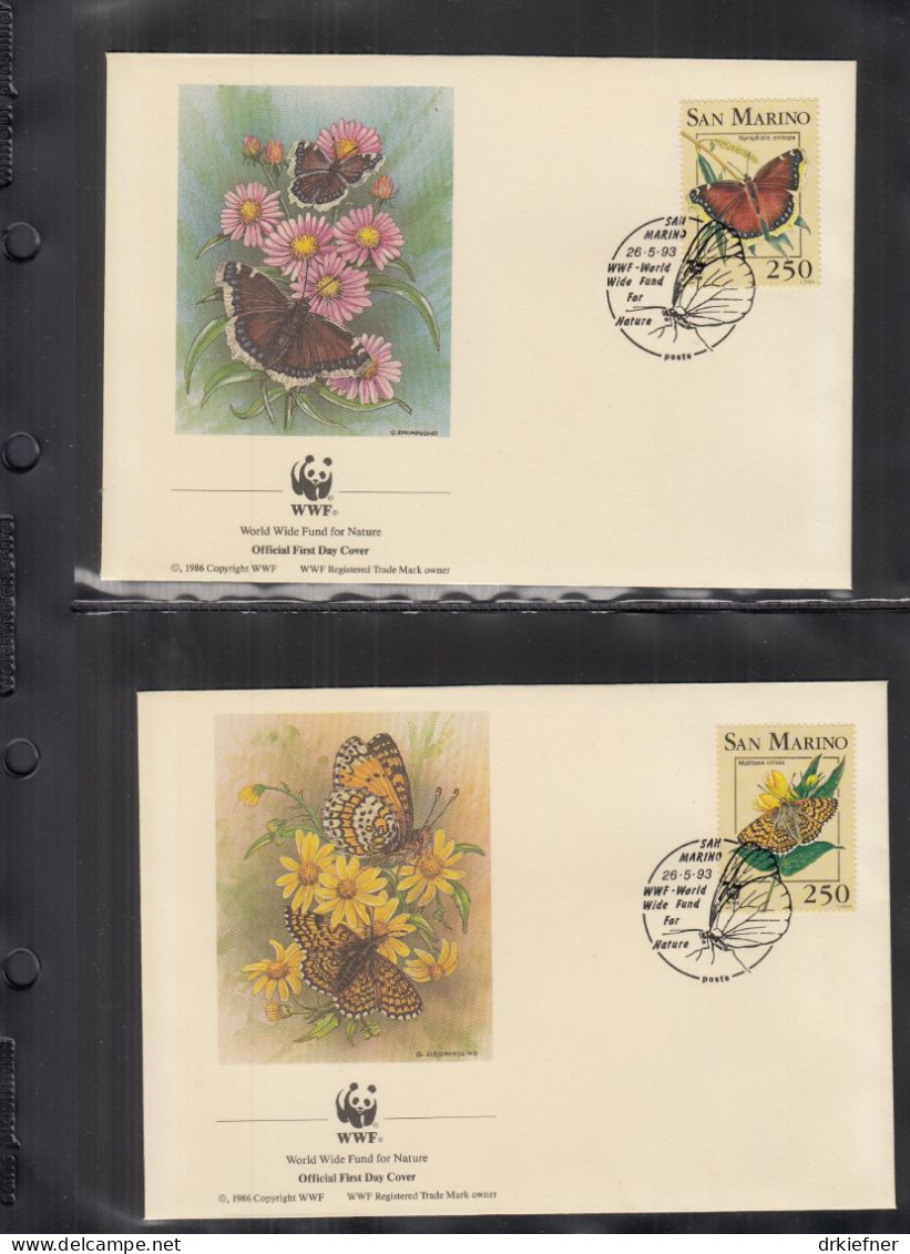 SAN MARINO  1535-1538, 4 FDC, WWF, Weltweiter Naturschutz: Schmetterlinge, 1993 - Niue
