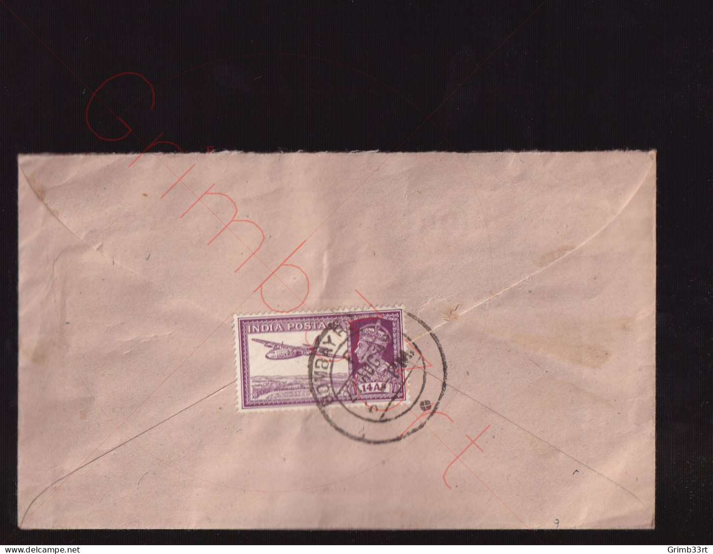 India - By Air Mail - Van Bombay Naar Gand, Belgique - Timbre Au Verso - 1949 - Lettres & Documents