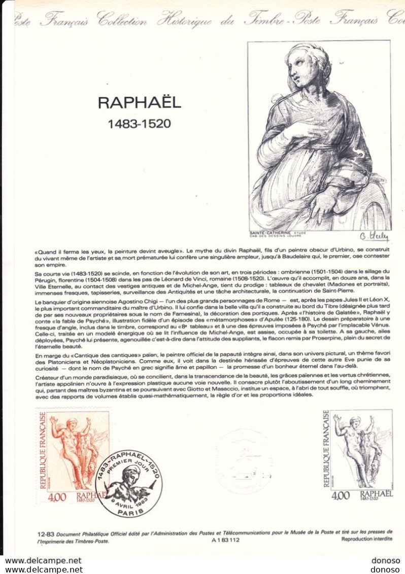 FRANCE 1983 RAPHAËL , Document Philatélique Officiel  Yvert 2264 Oblitéré - Documenten Van De Post