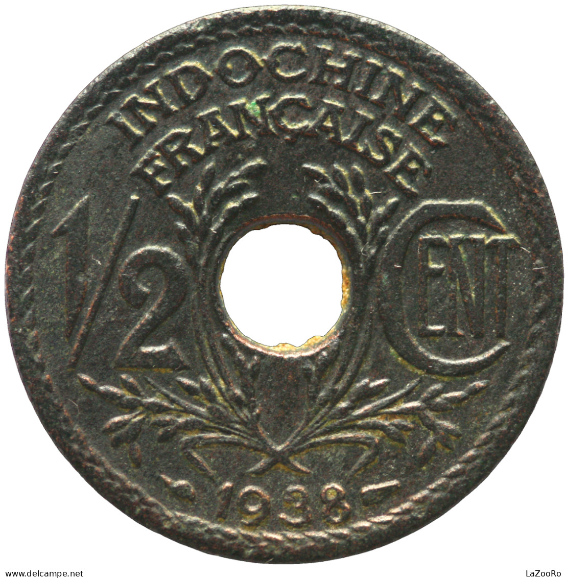 LaZooRo: French Indochina 1/2 Cent 1938 VF - French Indochina