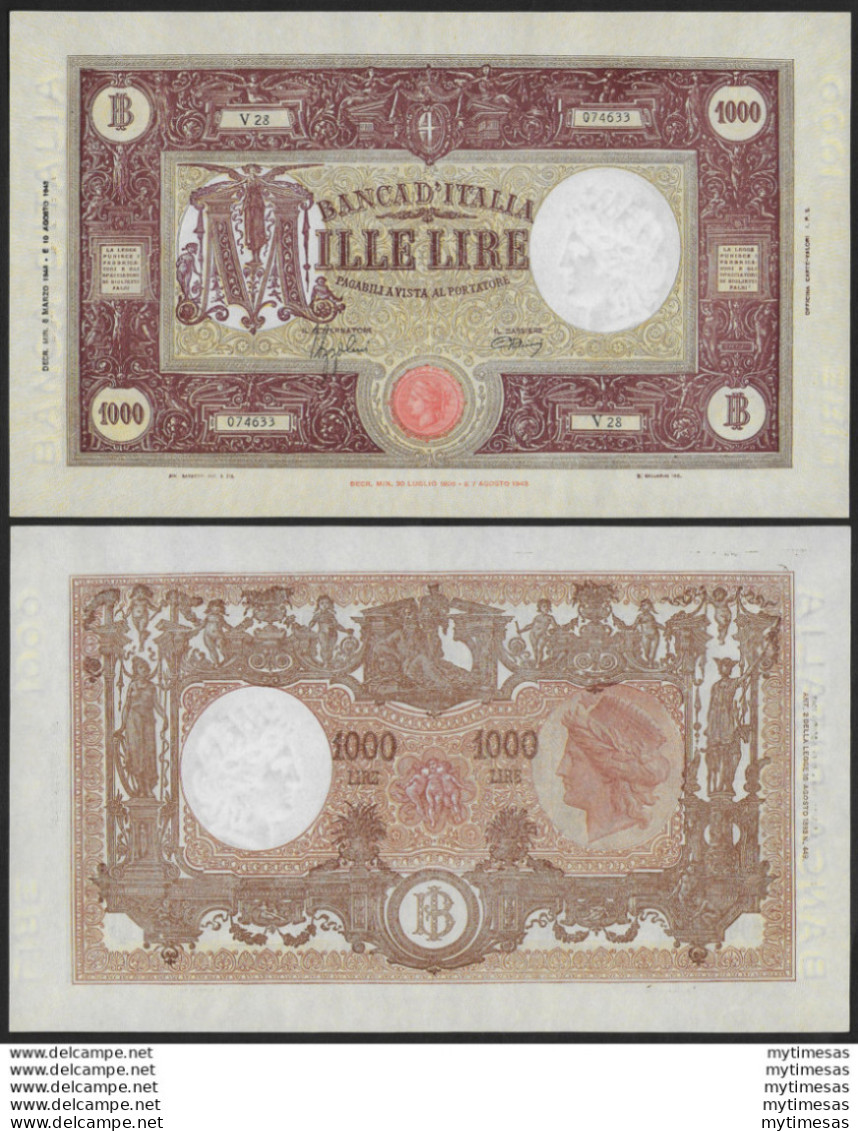 1944 Italia Lire 1.000 Grande M FDS Rif. BI 49A - Otros & Sin Clasificación