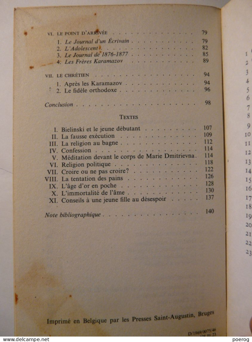 DOSTOIEVSKI - PIERRE PASCAL - DESCLEE DE BOUWER 1969 - LES ECRIVAINS DEVANT DIEU - BIOGRAPHIE - Biographien