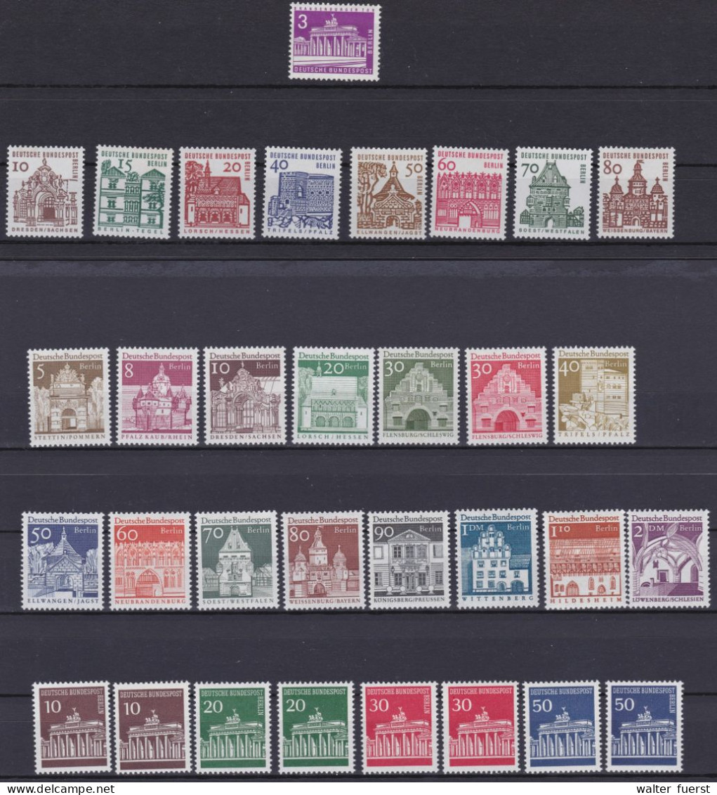 BERLIN WEST 1963-1966, Freimarken + Zusammendrucke "Brandenburgertor", Alles **  - Unused Stamps
