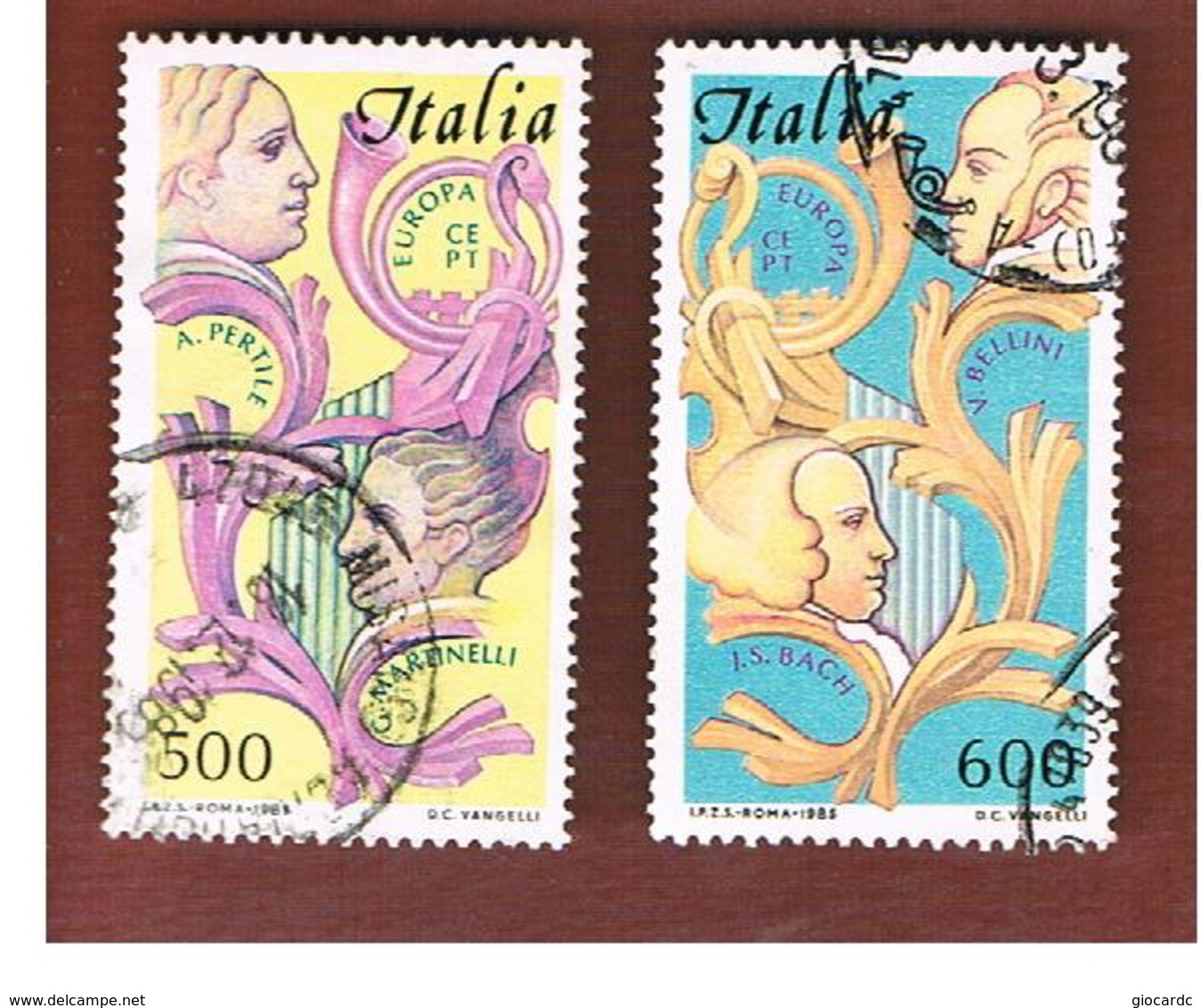 ITALIA REPUBBLICA  - UNIF. 1735.1736    -      1985  EUROPA: MUSIC  (COMPLET SET OF 2)   -      USATO  - RIF. 30860.61 - 1981-90: Usados