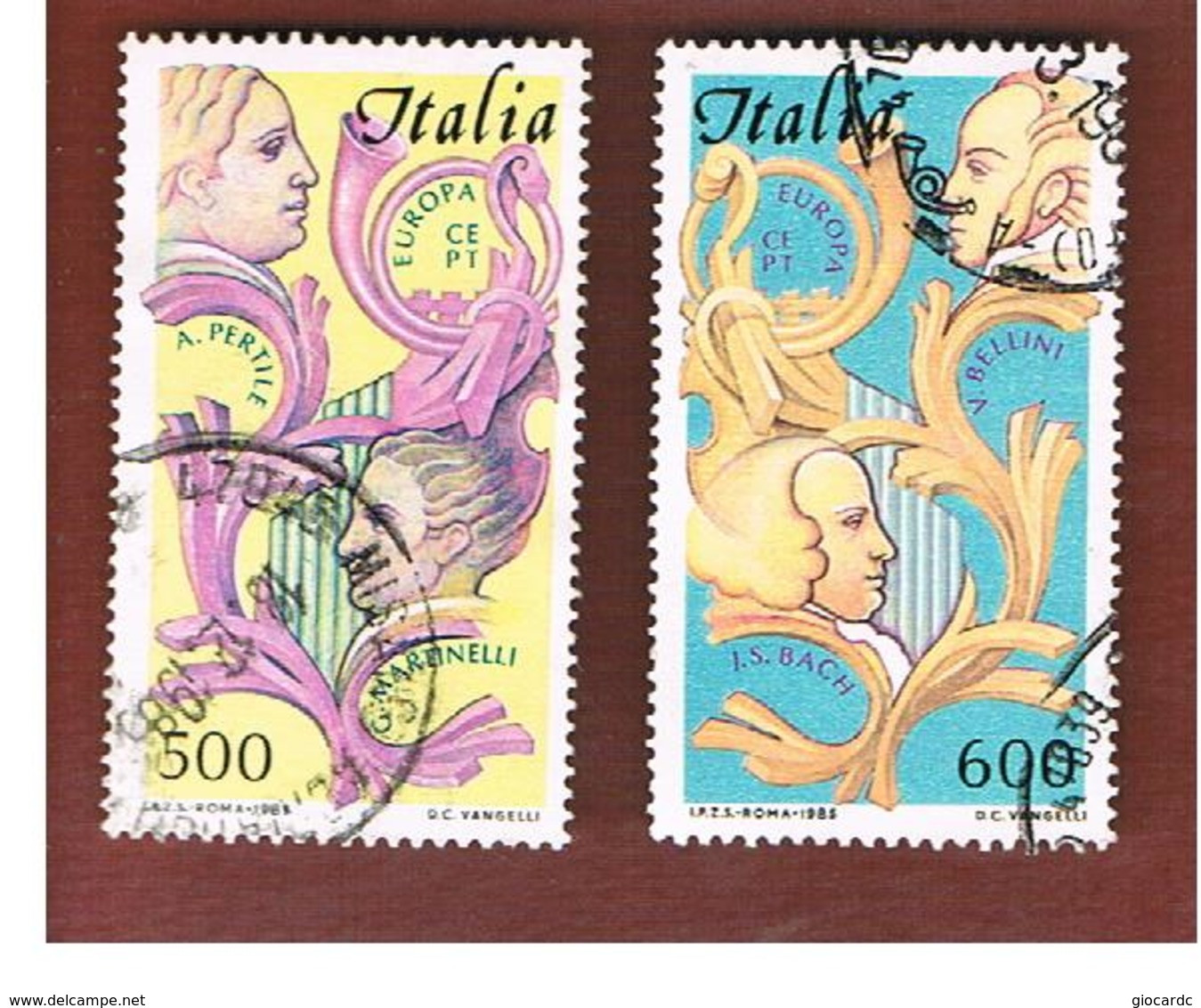 ITALIA REPUBBLICA  - UNIF. 1735.1736    -      1985  EUROPA: MUSIC  (COMPLET SET OF 2)   -      USATO  - RIF. 30860.61 - 1981-90: Gebraucht