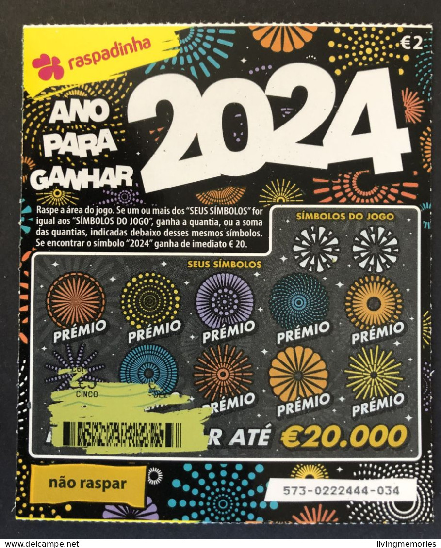 116 X, Lottery Tickets, Portugal, « Raspadinha », « Instant Lottery », « 2024 ANO PARA GANHAR », Nº 573 - Lottery Tickets