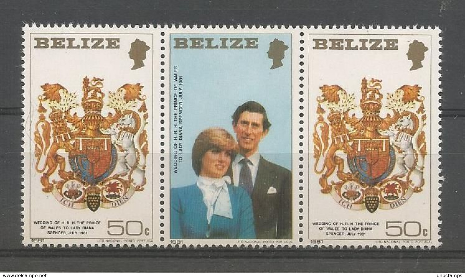 Belize 1981 Royal Wedding Strip  Y.T. 521 ** - Belize (1973-...)