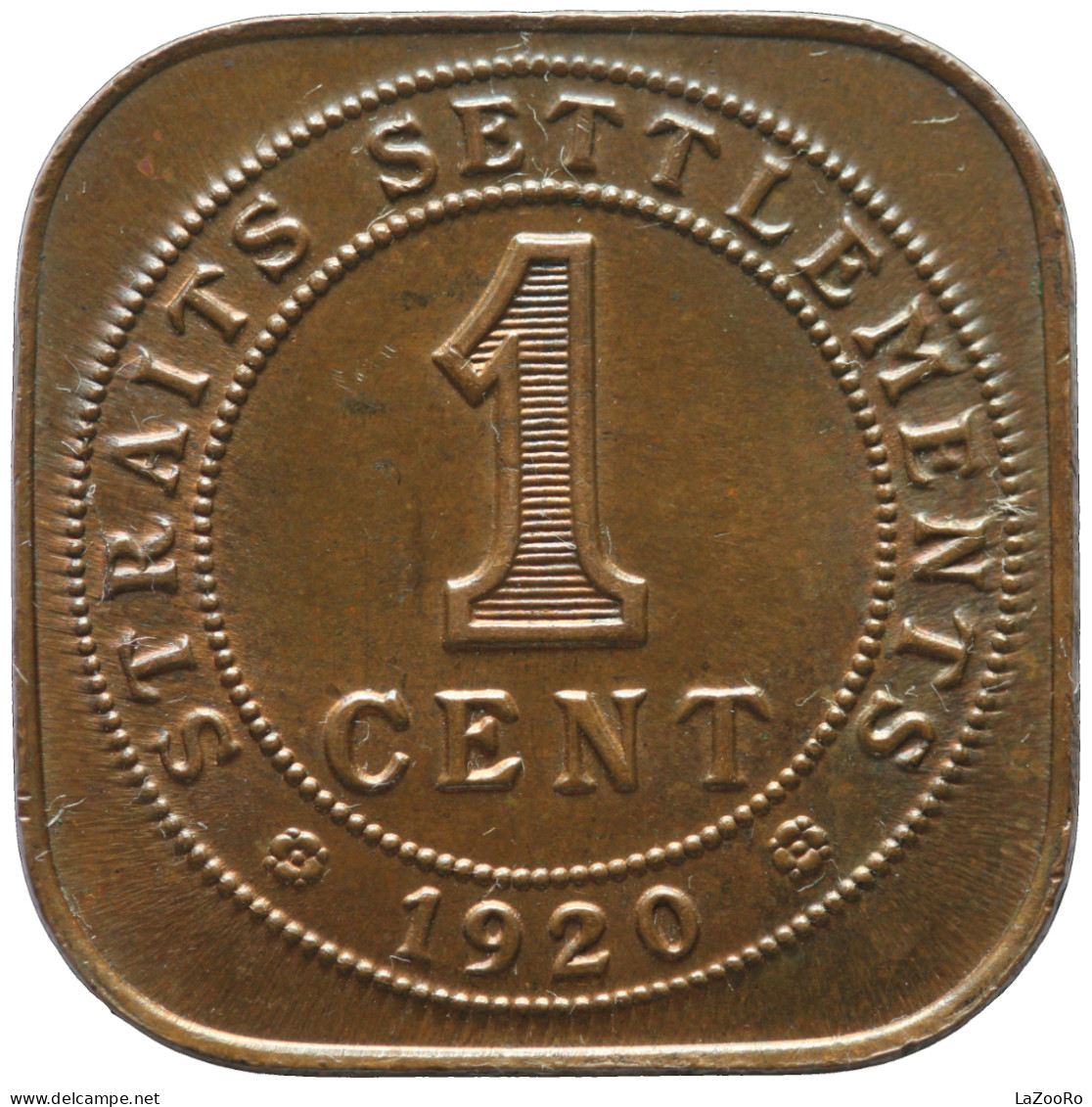 LaZooRo: Straits Settlements 1 Cent 1920 UNC - Colonias