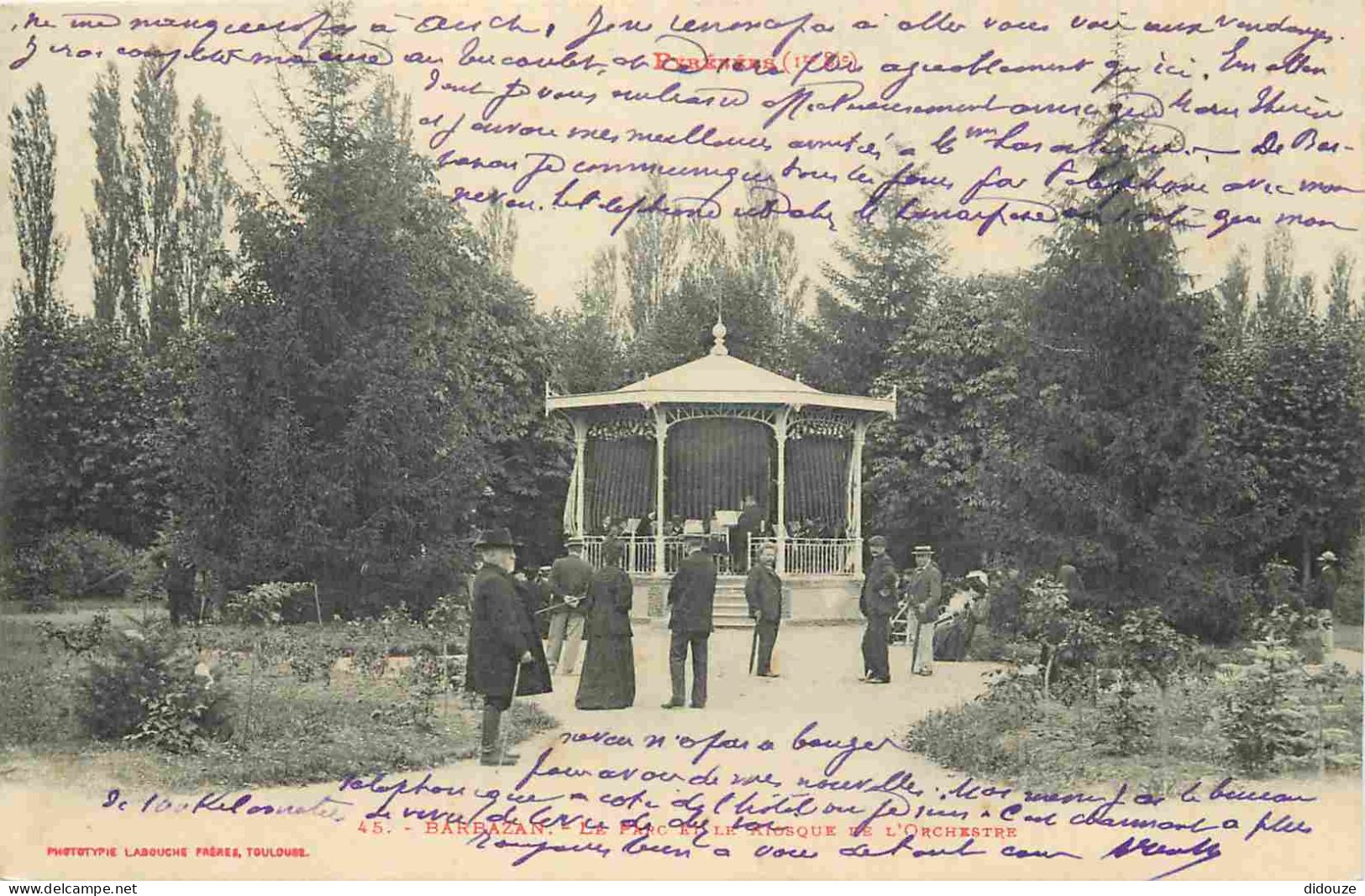 31 - Barbazan - Le Parc Et Le Kiosque De L'orchestre - Musique - Animée - Correspondance - CPA - Voyagée En 1908 - Voir  - Barbazan