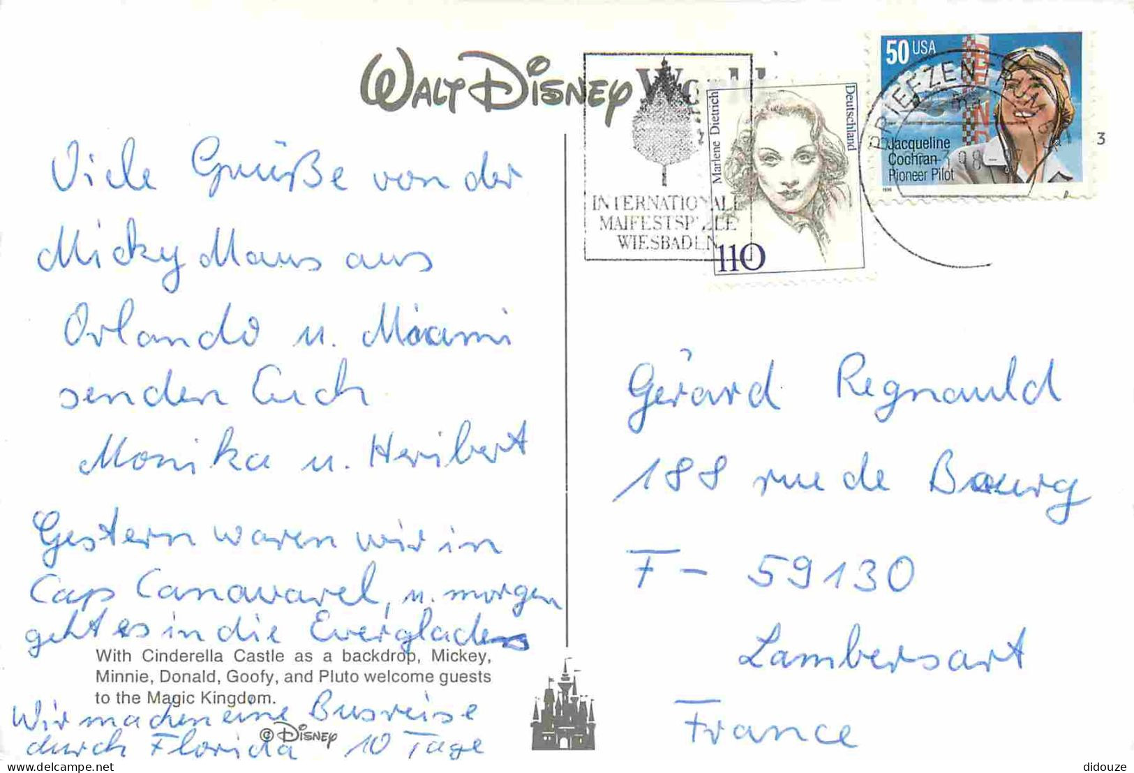 Parc D'Attractions - Walt Disney World - Cinderella Castle - Donald Duck - Dingo - Minnie - Mickey Mouse - Pluto - CPM - - Disneyworld