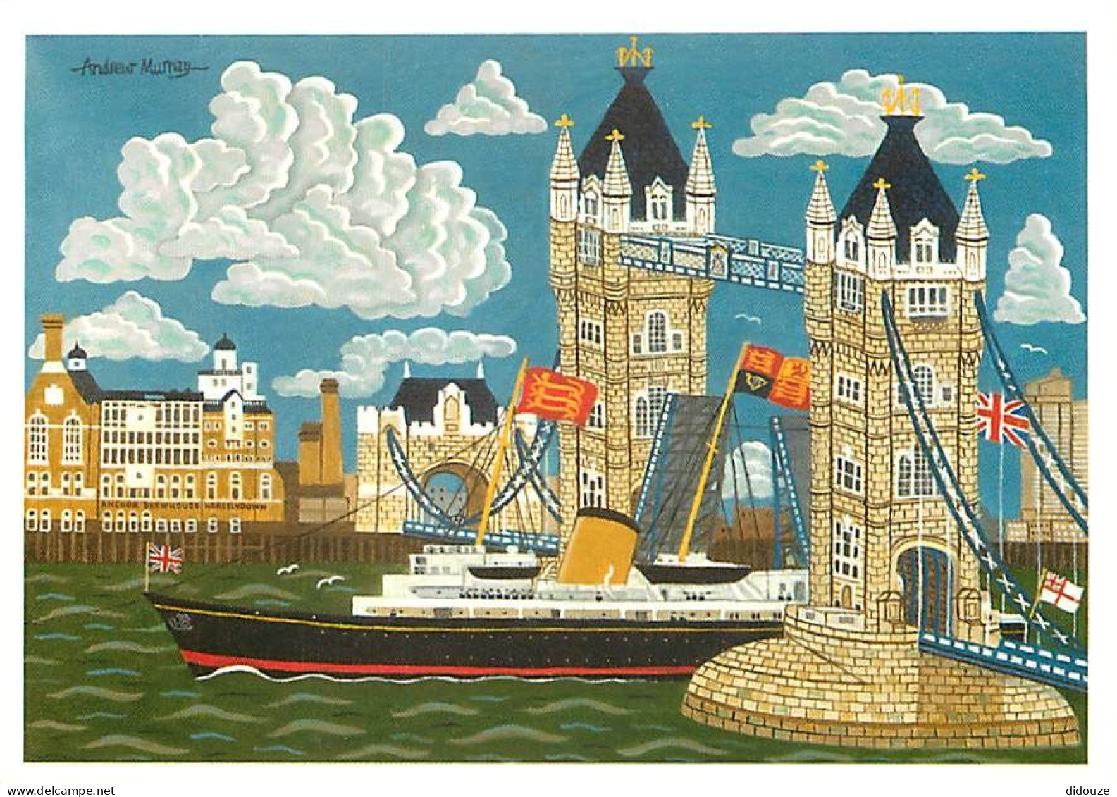 Art - Peinture - Andrew Murray - Royal Yacht Britannia And Tower Bridge - Carte Neuve - CPM - Voir Scans Recto-Verso - Pintura & Cuadros