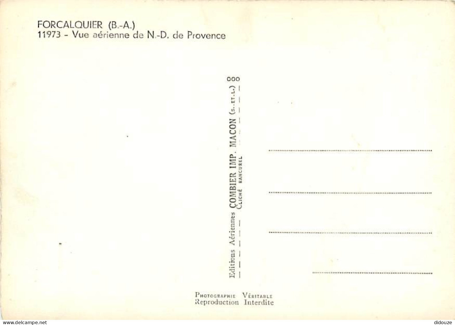 04 - Forcalquier - Vue Aérienne De N.-D. De Provence - Mention Photographie Véritable - Carte Dentelée - CPSM Grand Form - Forcalquier