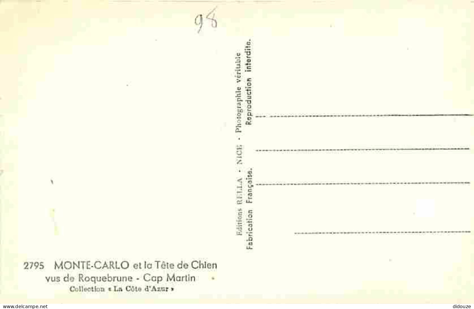 Monaco - Monte-Carlo - La Tête De Chien - Vus De Roquebrune Cap-Martin - CPM - Voir Scans Recto-Verso - Monte-Carlo