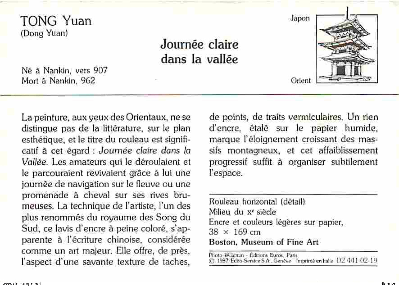 Art - Peinture - Tong Yuan - Journée Claire Dans La Vallée - Description Du Tableau Au Dos - CPM - Voir Scans Recto-Vers - Pintura & Cuadros