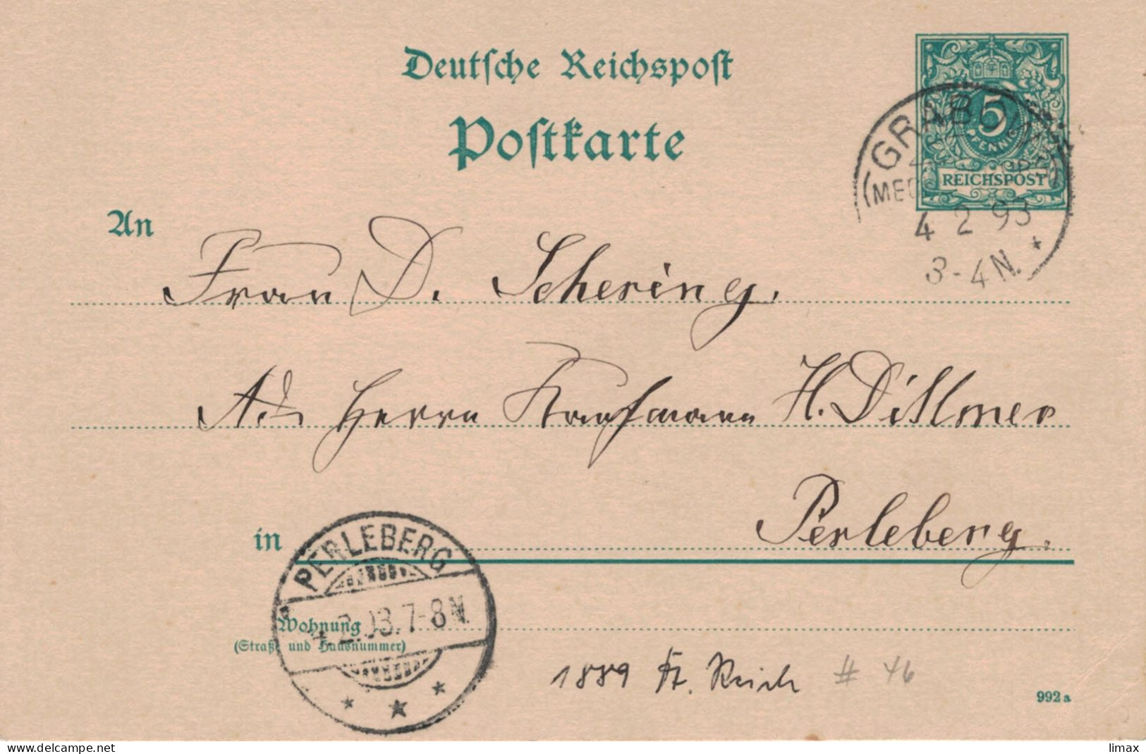 Grabow 1893 > Schering Perleburg - Cartes Postales