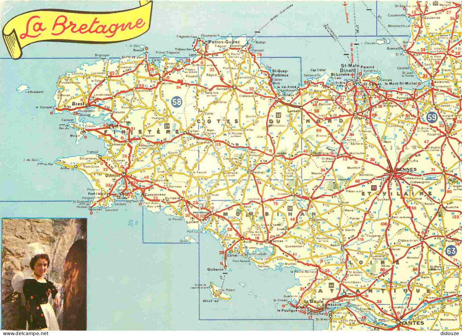 Régions - Bretagne - Carte Géographique Michelin - CPM - Voir Scans Recto-Verso - Bretagne