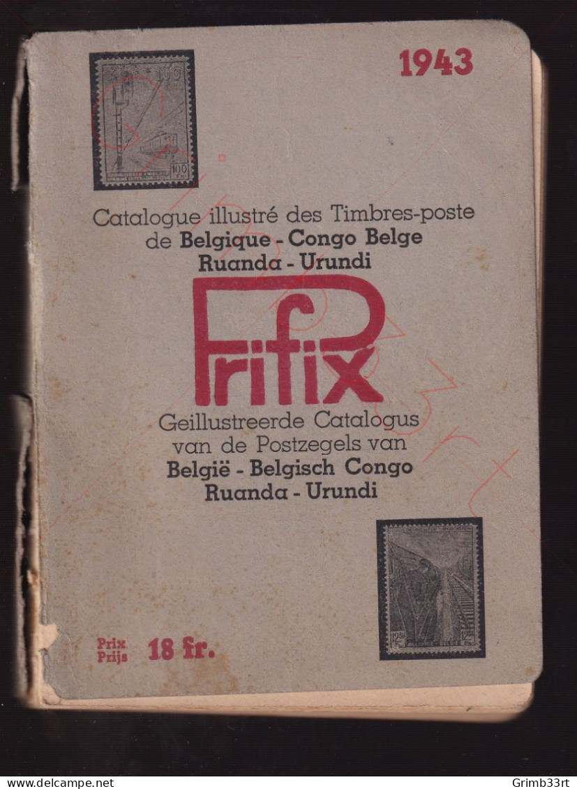 Prifix - Catalogue Illustré Des Timbres-poste De Belgique - Congo Belge - Ruanda - Urundi - 1943 - Belgique