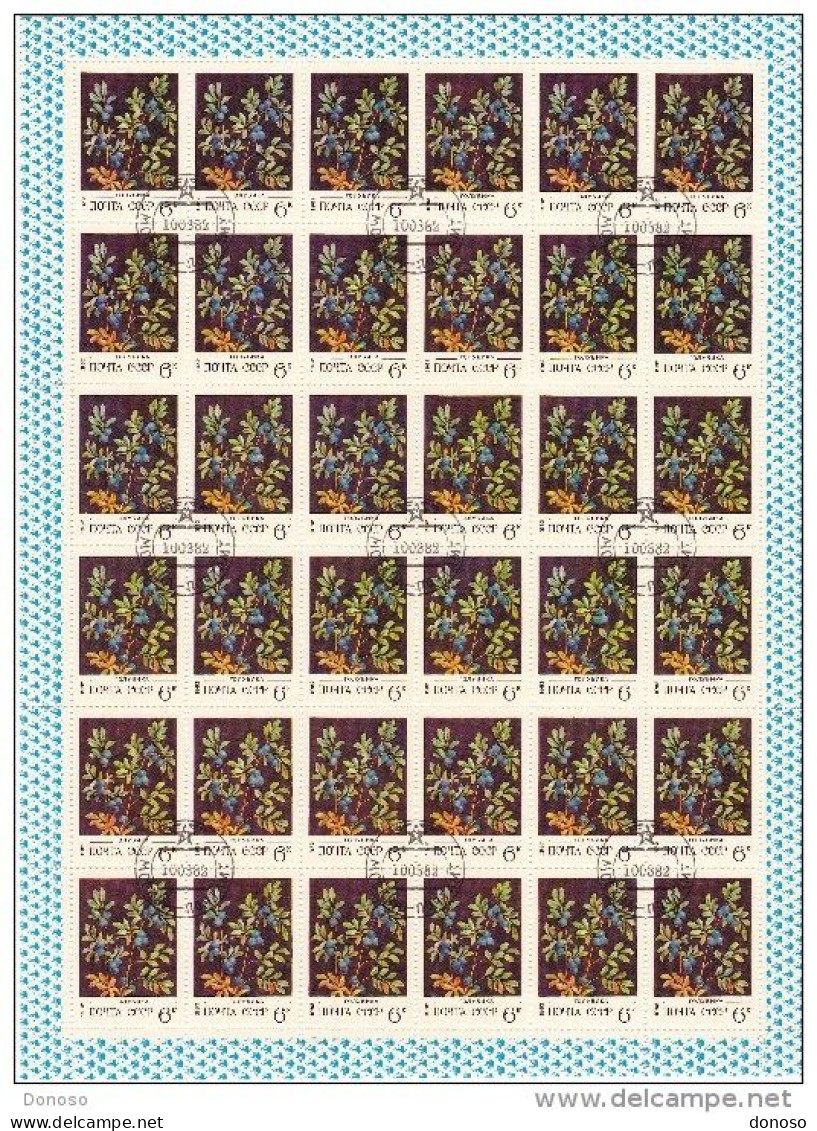 URSS 1982 AIRELLE Planche De 36 Yvert 4888, Michel 5156 Oblitéré, Used; Cote Yv 7.20 Euros - Full Sheets