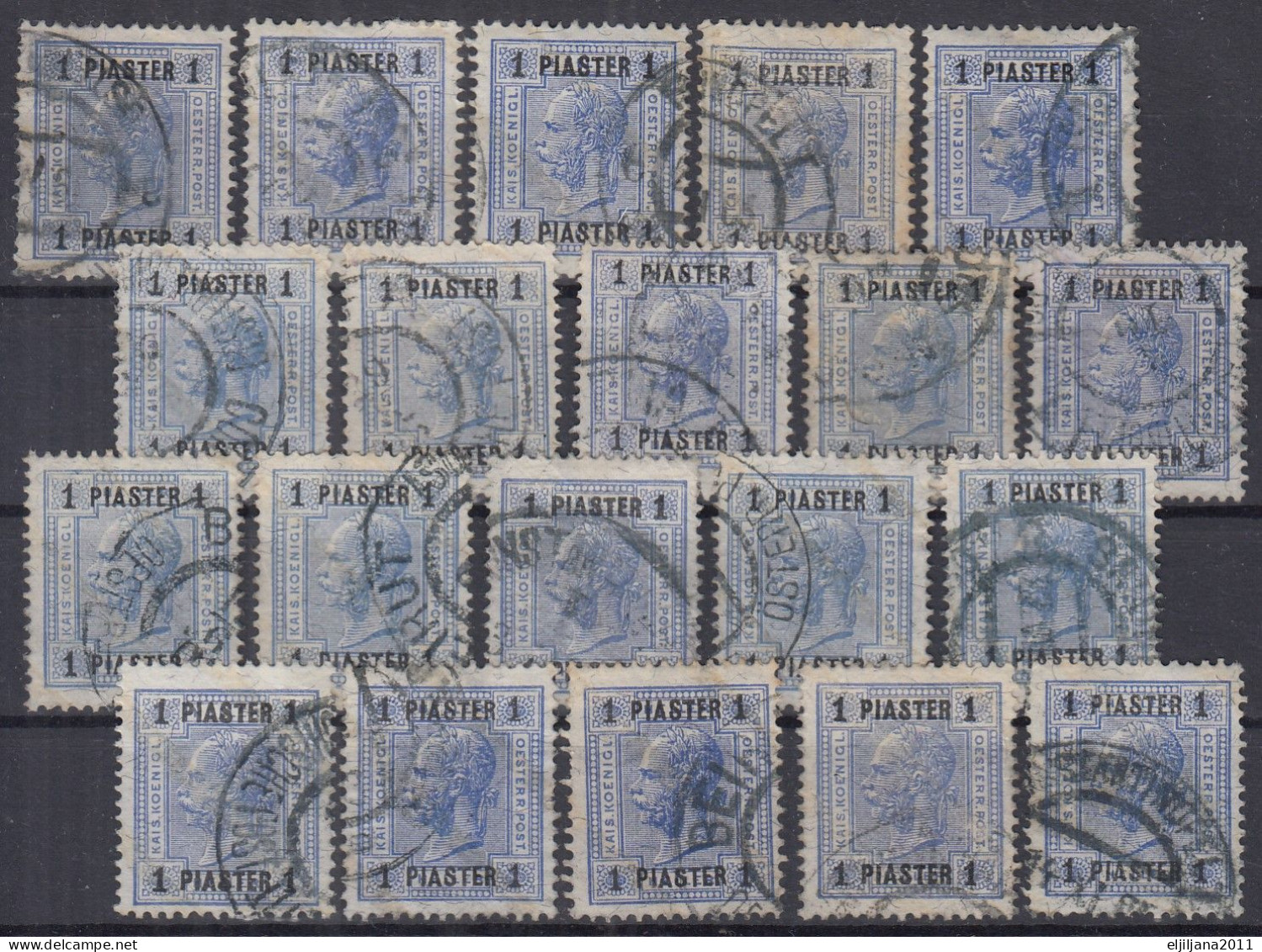 ⁕  Austria 1903 LEVANTe - Offices In Turkey ⁕ Franz Joseph 1 Piaster. Mi.45 Mit Lackstreifen ⁕ 20v Used (unchecked) - Oblitérés