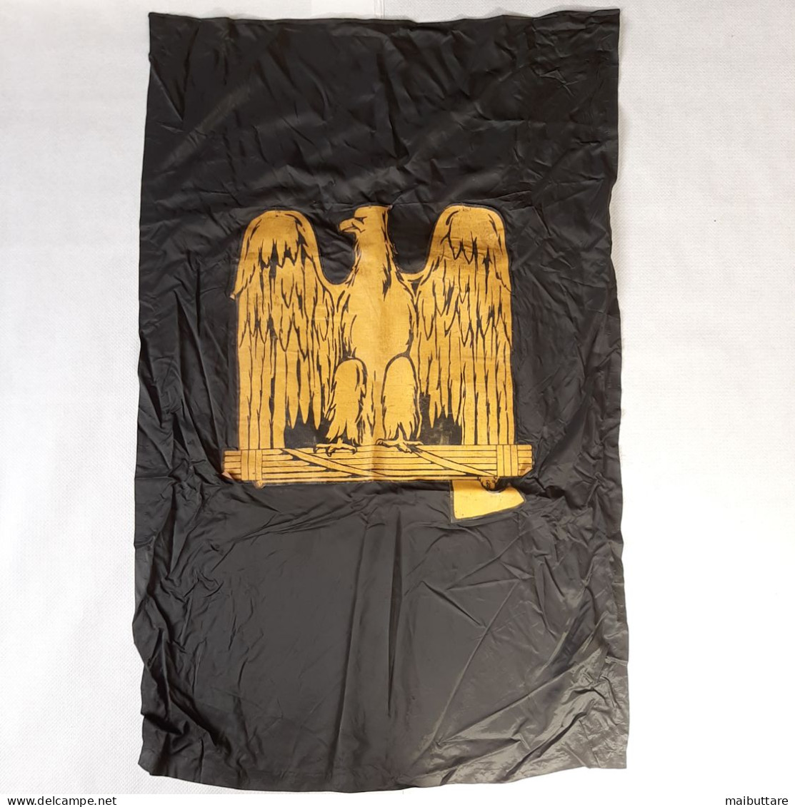 (S11) Bandiera Stendardo Da Casa Del Fascio In Cotone Con Aquila E Fascio Dim. 132x83 Cm. - Drapeaux