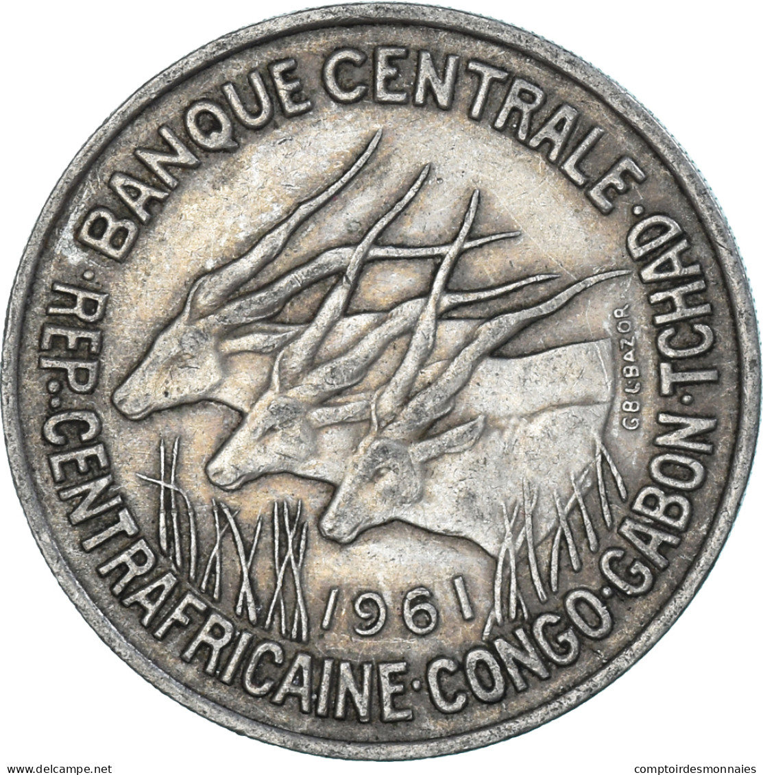 Monnaie, États De L'Afrique Centrale, 50 Francs, 1961 - República Centroafricana