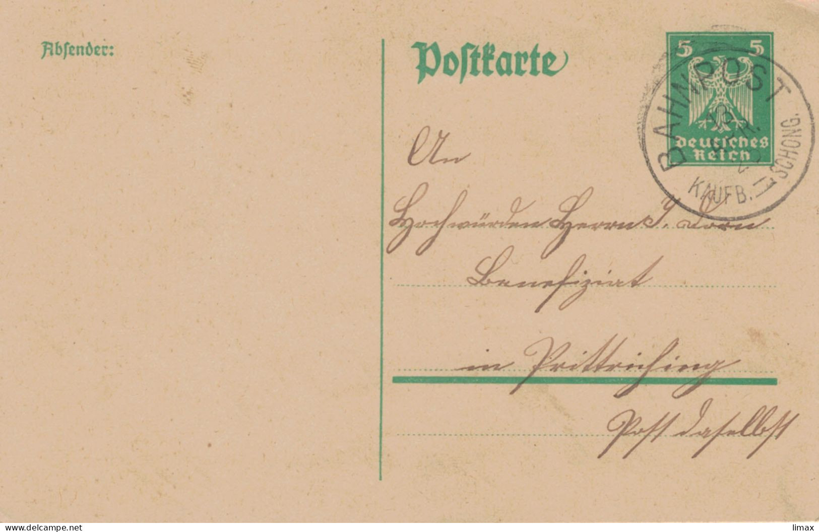 Bahnpost Kaufbeuren - Schongau 1925 - Sachsenrieder Bähnle - Ganzsache - Postkarten