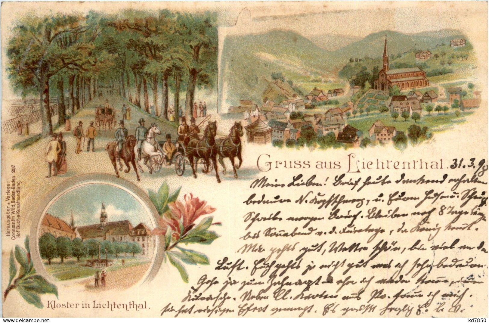 Gruss Aus Lichtenthal - Litho - Baden-Baden