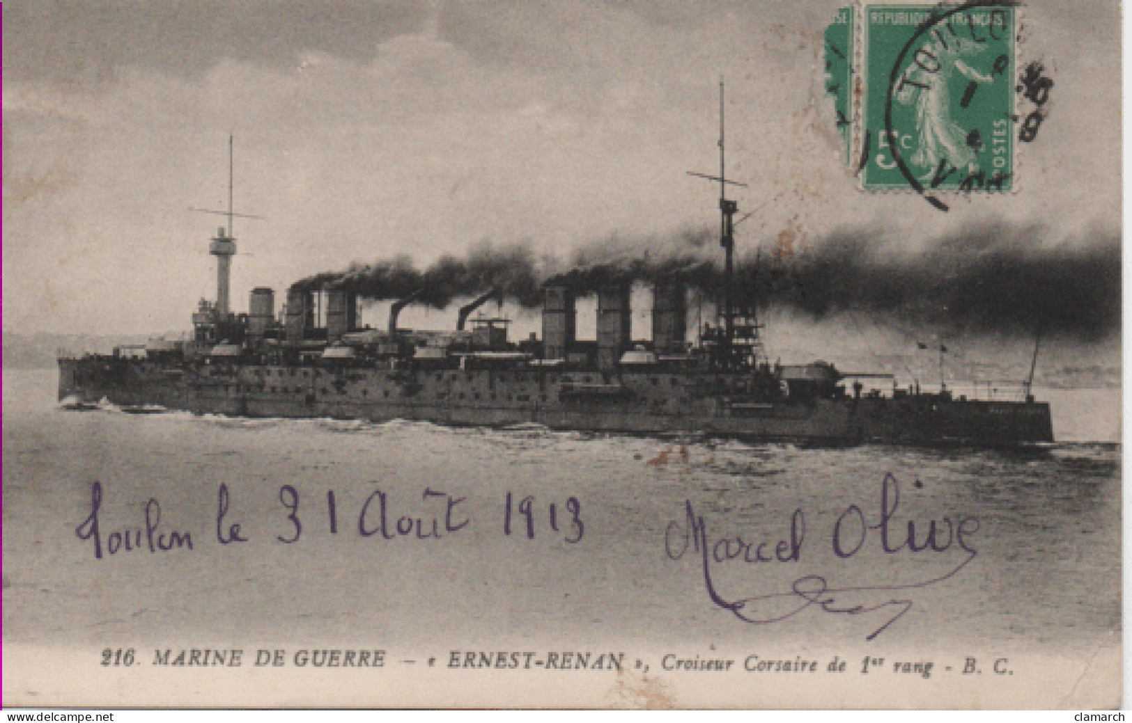 BATEAUX-Marine De Guerre -Ernest Renan, Croiseur Corsaire De 1er Rang - BC 216 - Oorlog