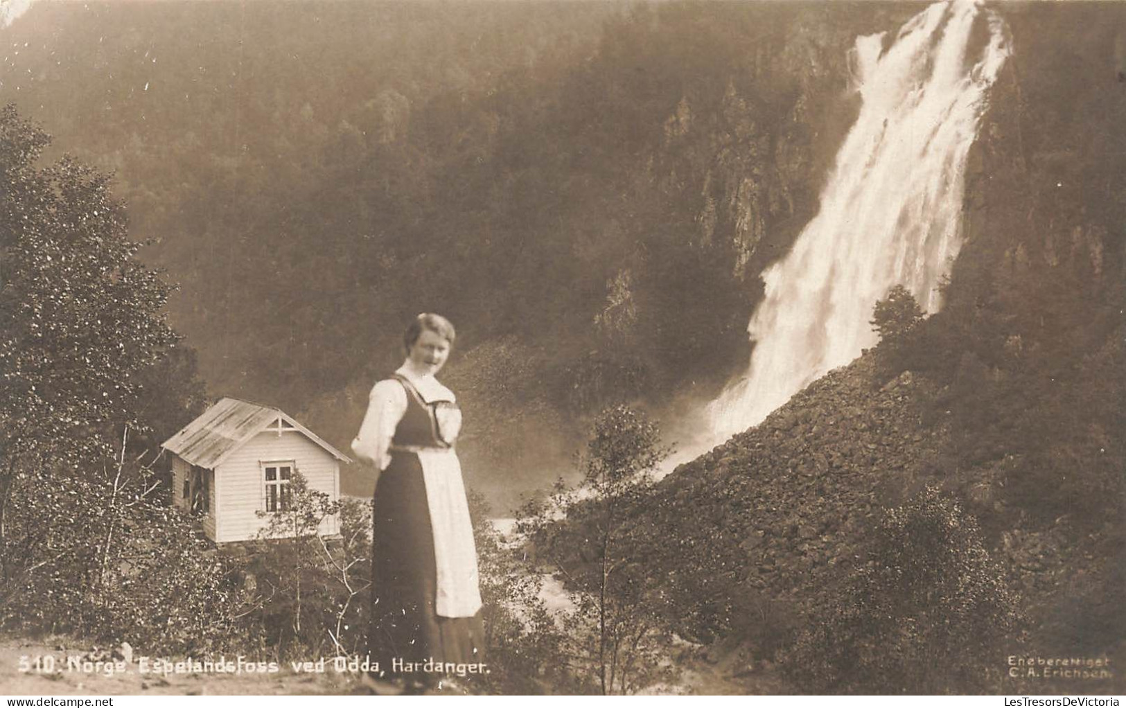 NORVEGE - Espelandsfoss Ved Odda - Hardanger - Animé - Carte Postale Ancienne - Noorwegen