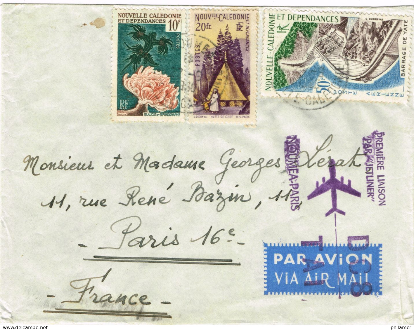 NOUVELLE CALEDONIE NEW CALEDONIA FFC PREMIER VOL Liaison Jetliner Noumea Paris France 22/09/1960 BE - Storia Postale