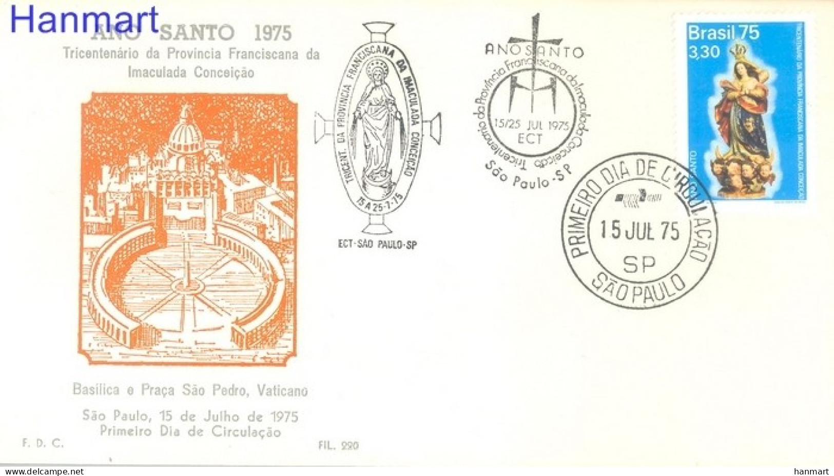 Brazil 1975 Mi 1494 FDC  (FDC ZS3 BRZ1494) - Sculpture