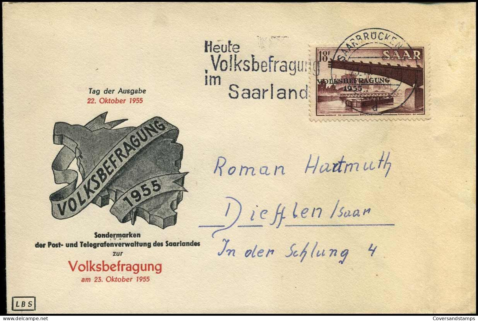 Saar - FDC - Volksbefragung 1955 - Mi 362/64 - FDC