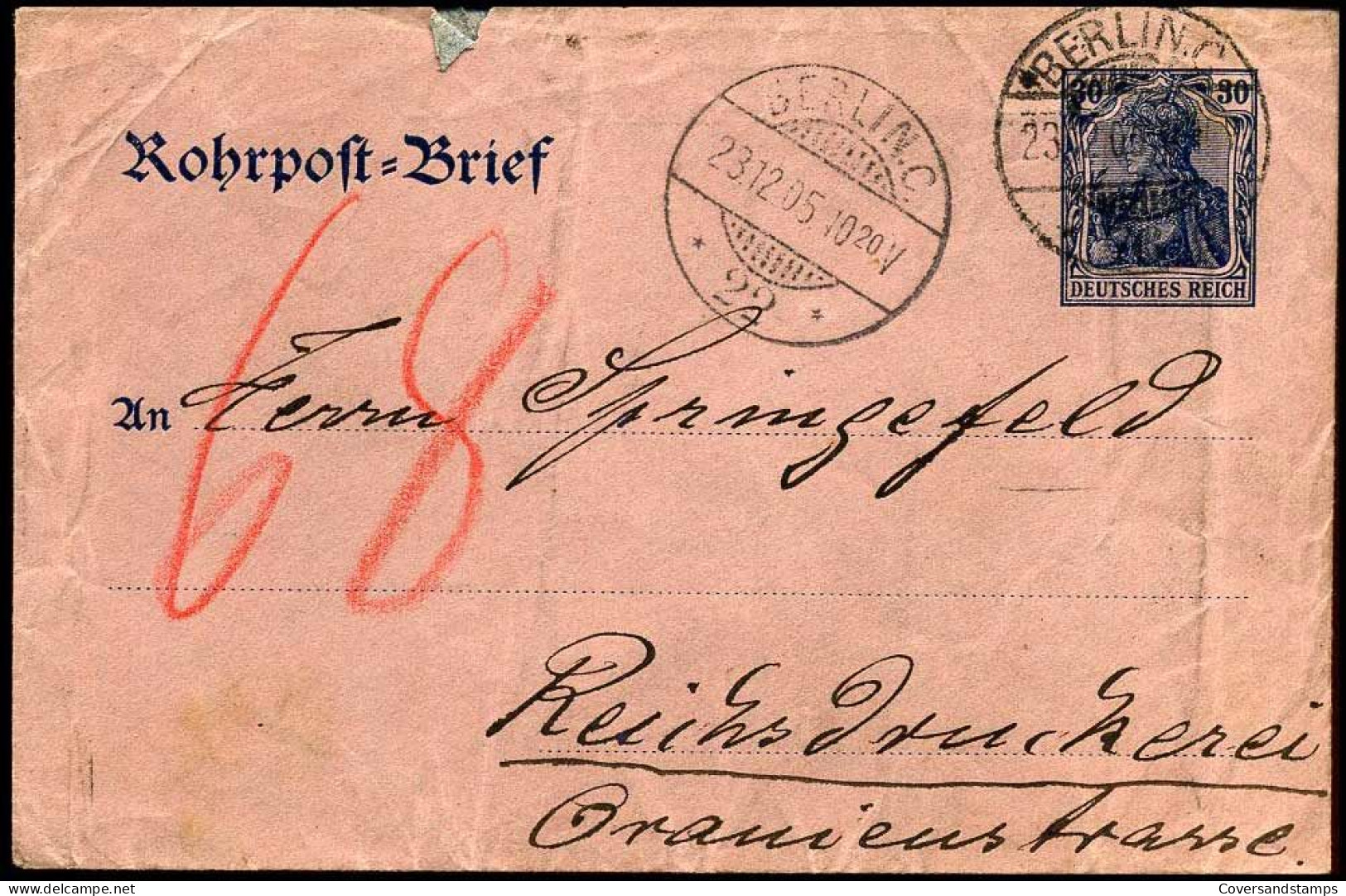 Rohrpost Brief - Berlin - Reichsdruckerei - Buste