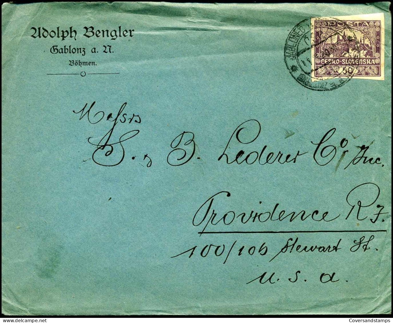 Cover To Providence, Rhode Island, U.S.A. - Adolph Bengler, Gablonz, Böhmen' - Briefe U. Dokumente