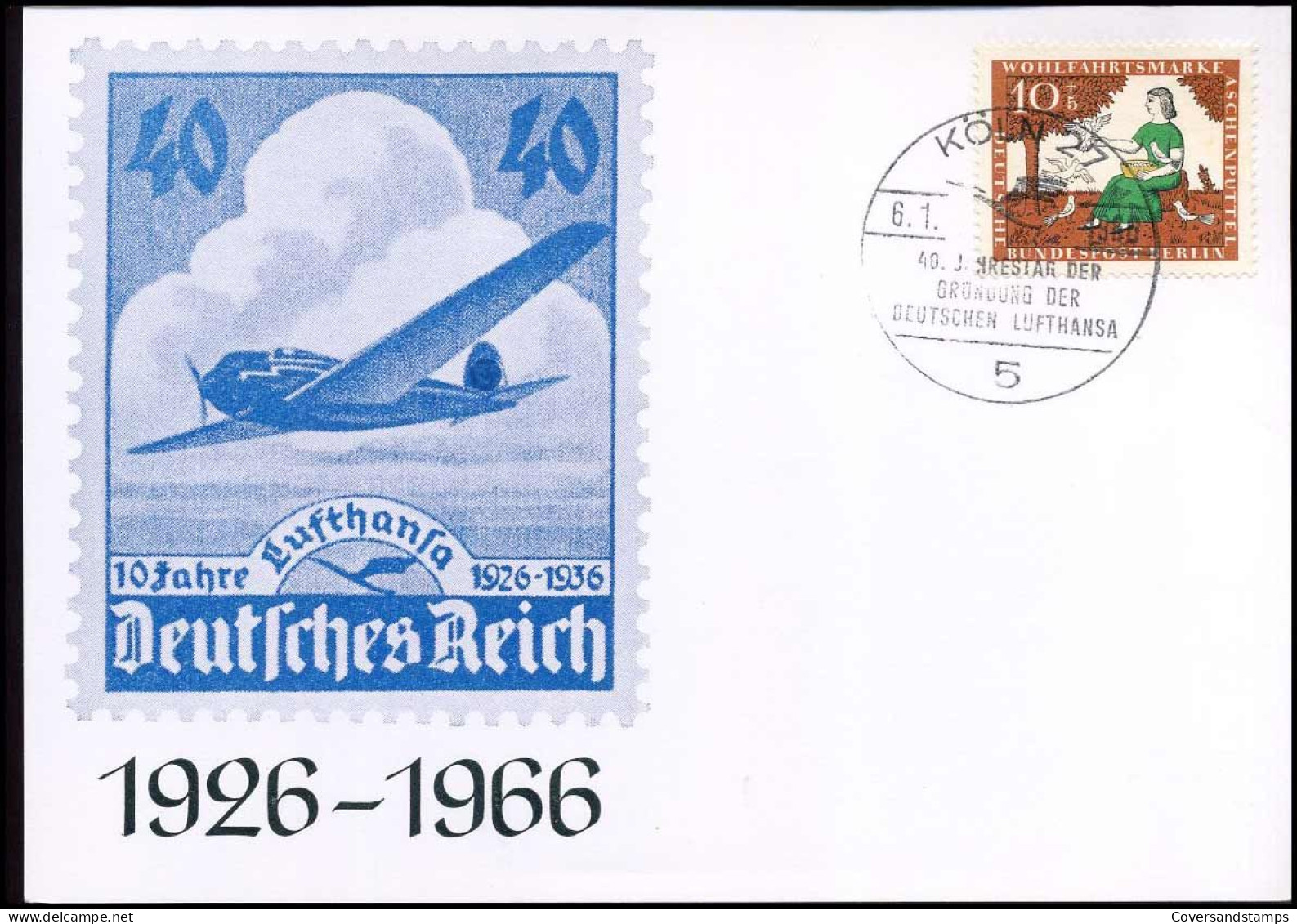 Postkarte - Stempel : 40. Jahrestag Der Gründung Der Deutschen Lufthansa - Lettres & Documents