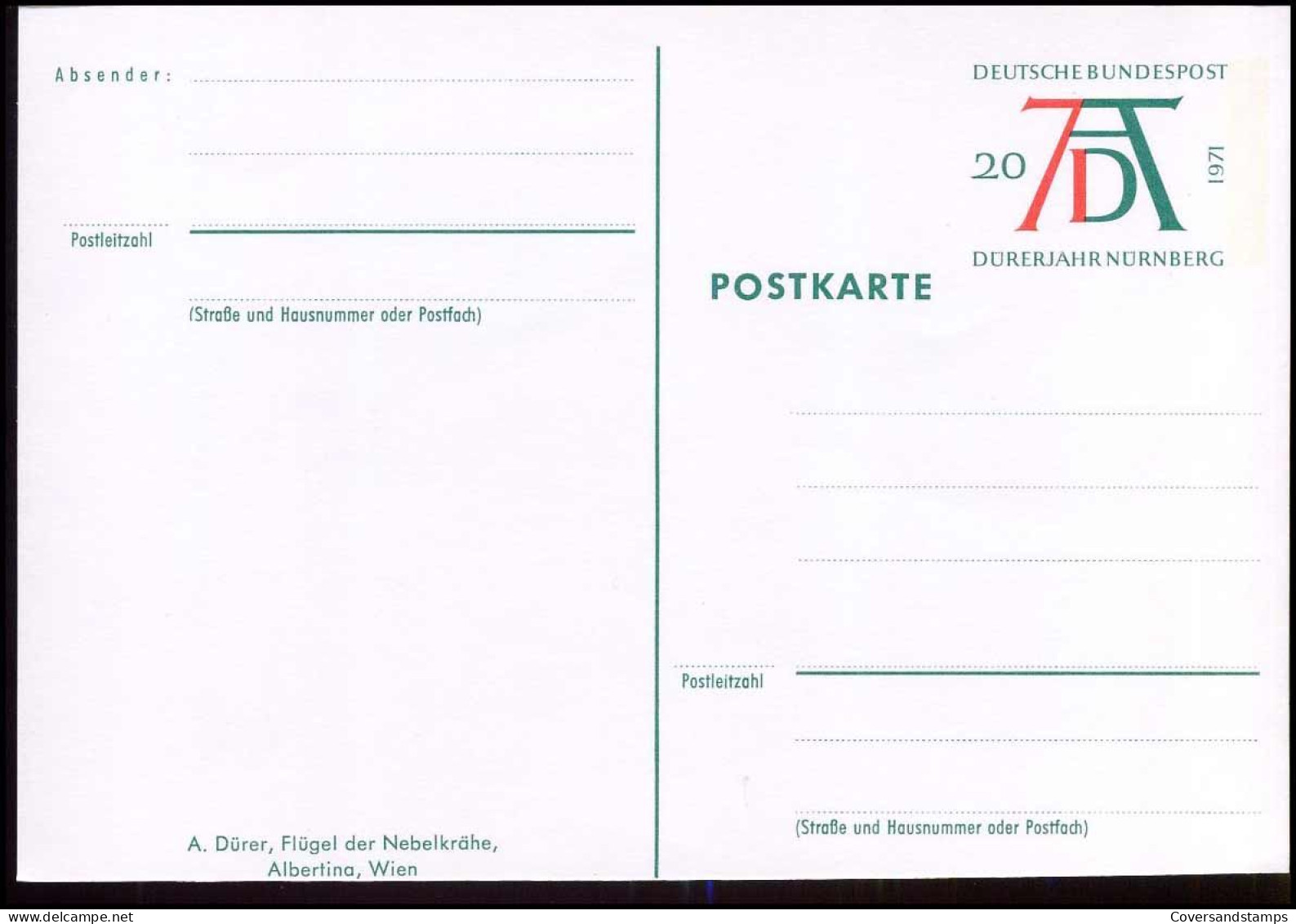 Postkarte - A. Dürer, Flügel Der Nebelkrähe, Albertina, Wien - Postales Ilustrados - Nuevos