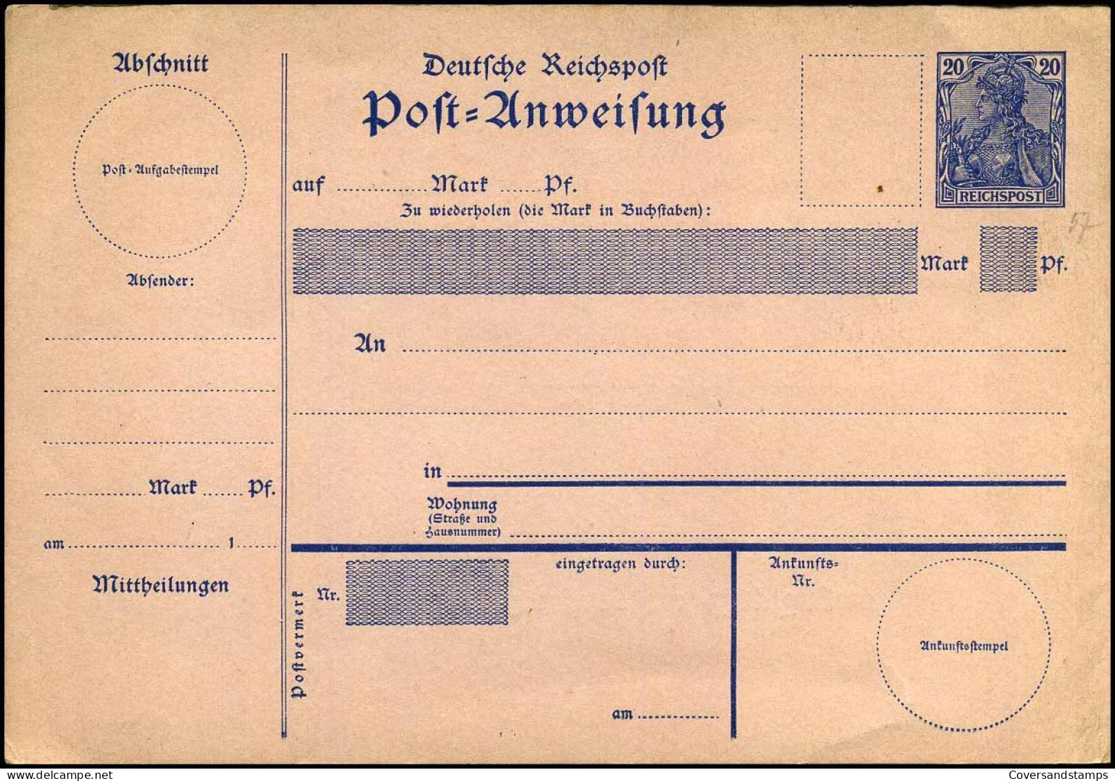 Post-Anweisung - 20 Pf -- Unused / Ungebraucht - Andere & Zonder Classificatie