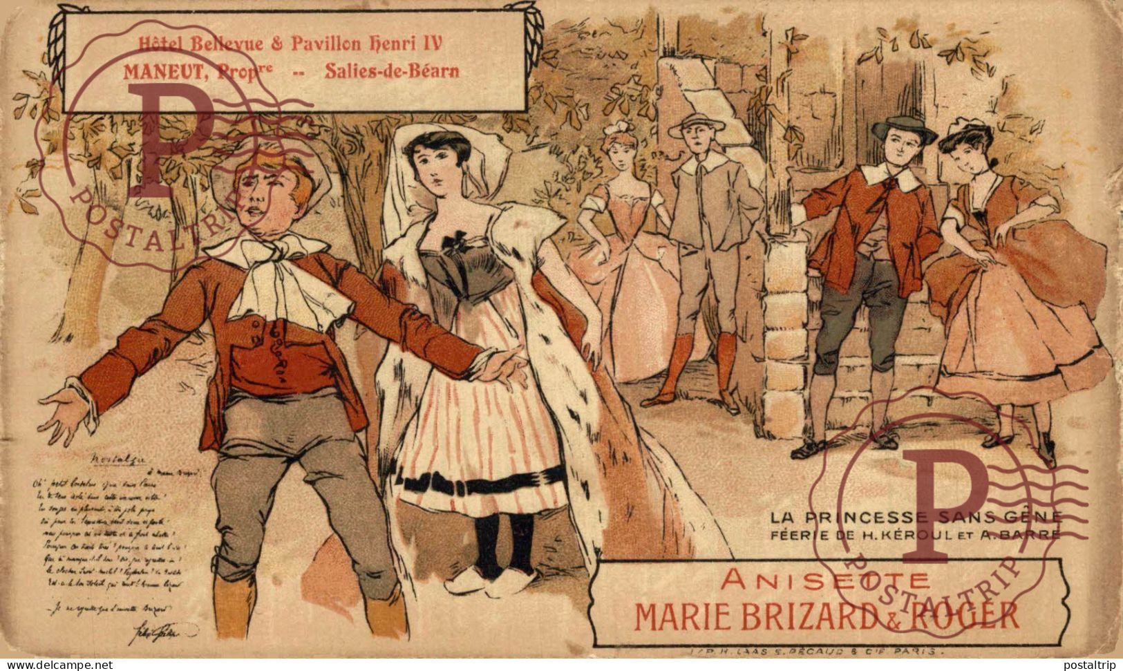 PUBLICIDAD. ILUSTRADA. PUBLI. ANISSETE MARIE BRIZARD & ROGER. HOTEL BELLEVUE & PAVILLON HENRI IV. MANEUT PROP.... - Publicidad