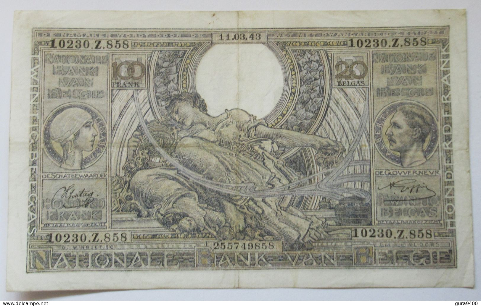 België 100 Franc - 20 Belgas 1943 - 100 Francs-20 Belgas