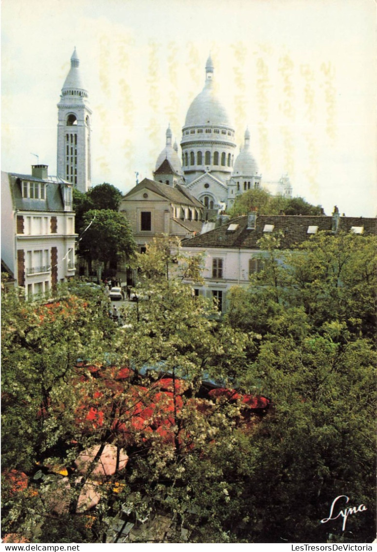 FRANCE - Paris Montmartre - Vue De La Place Du Tertre Au Fond - La Basilique Du Sacré Cœur - Carte Postale Ancienne - Sacré Coeur