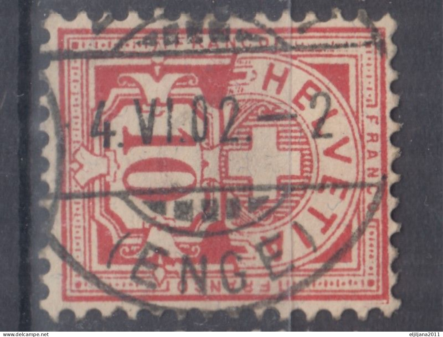 ⁕ Switzerland 1882 - 1906 ⁕ Cross over value 10 c. red ⁕ 42v used ( shades - unchecked) - see postmark