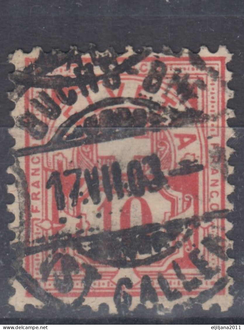 ⁕ Switzerland 1882 - 1906 ⁕ Cross over value 10 c. red ⁕ 42v used ( shades - unchecked) - see postmark