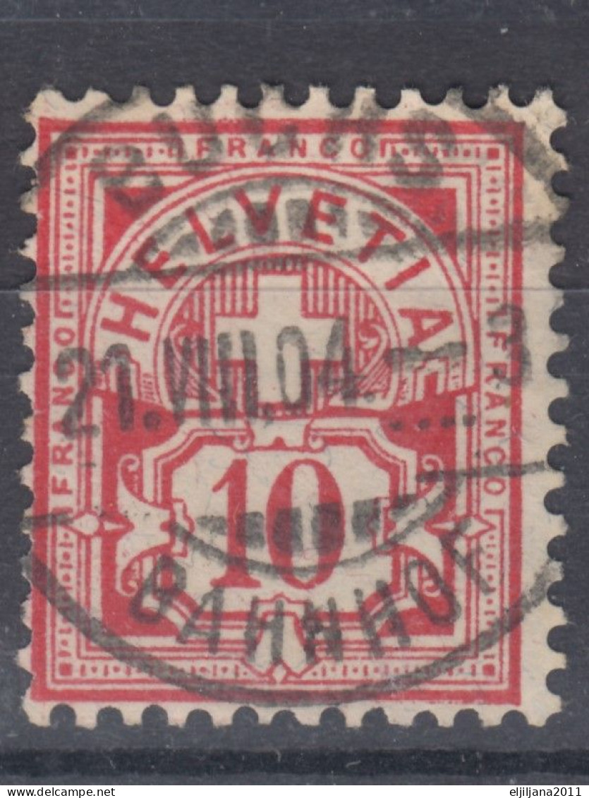 ⁕ Switzerland 1882 - 1906 ⁕ Cross over value 10 c. red ⁕ 42v used ( shades - unchecked) - see postmark