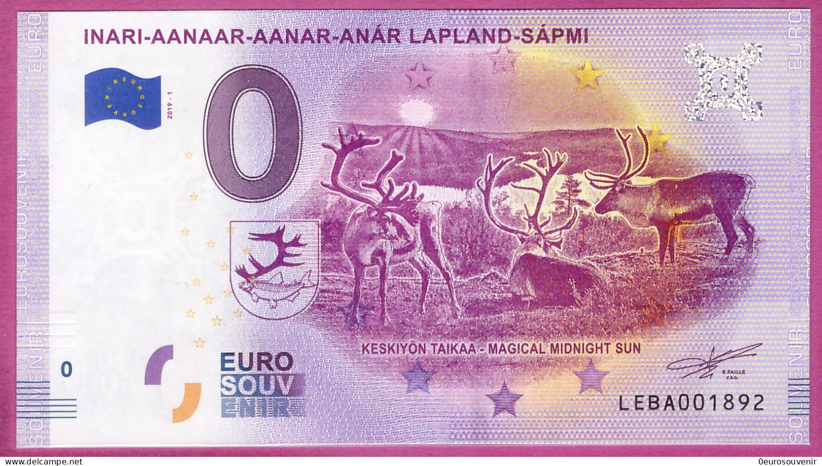 0-Euro LEBA 2019-1 INARI-AANAAR-AANAR-ANÁR LAPLAND-SÁPMI - Privéproeven