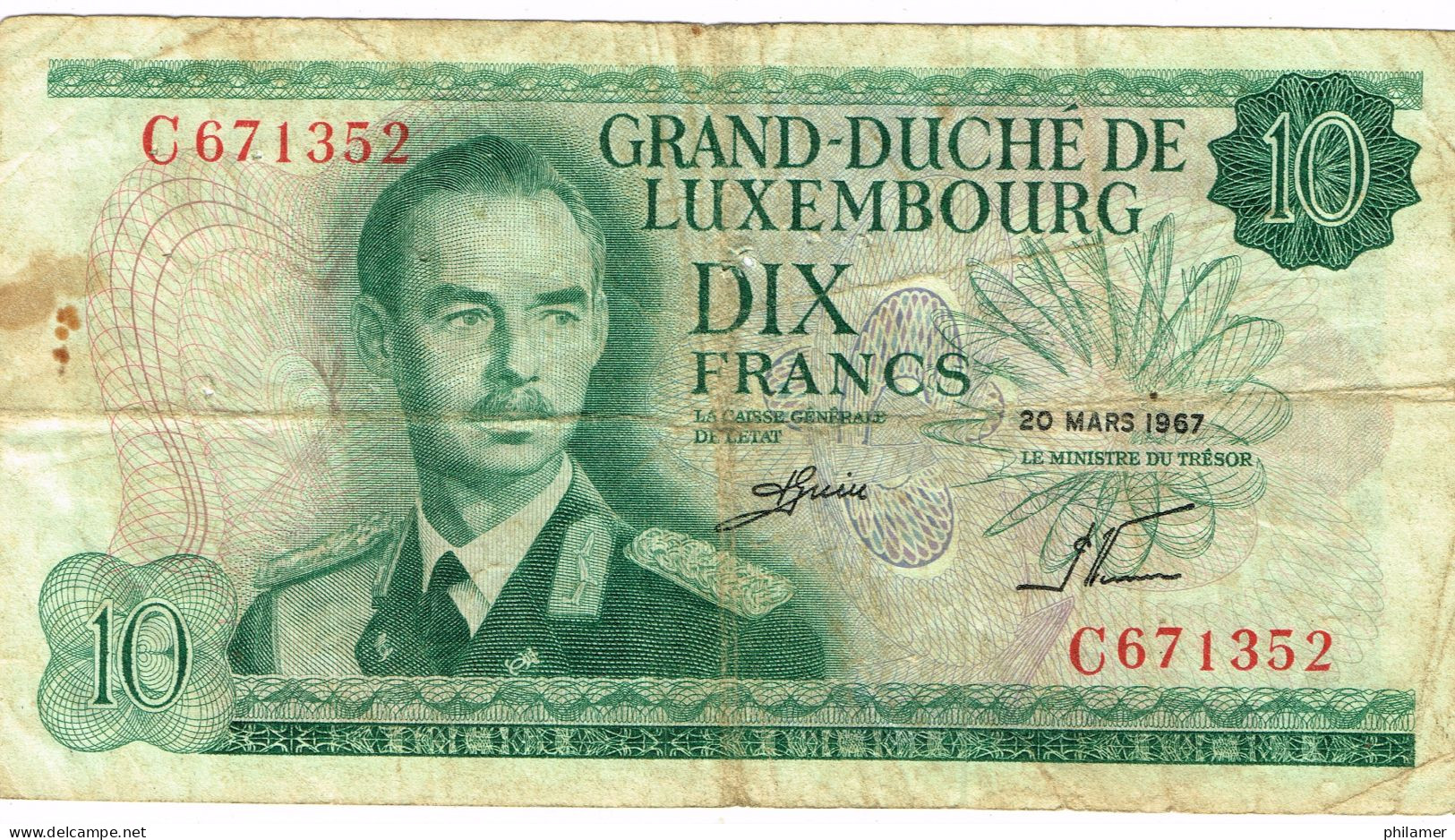 Luxembourg Duche Banknote Billet De Banque Monnaie 20 Mars 1967verso Paysage Grand Duc Us Courant - Luxemburgo